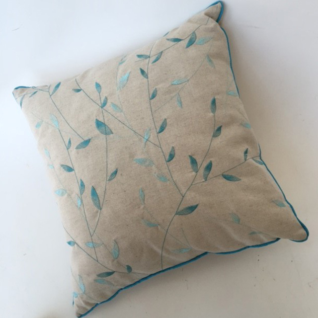 CUSHION, Neutral Blue Leaves